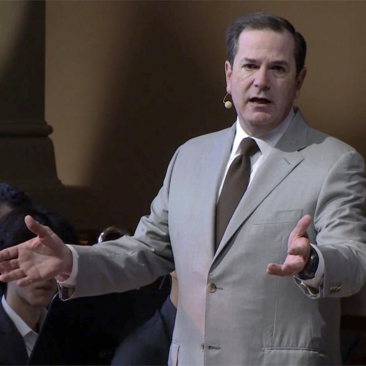 Steve Wells addressing the congregation during his sermon