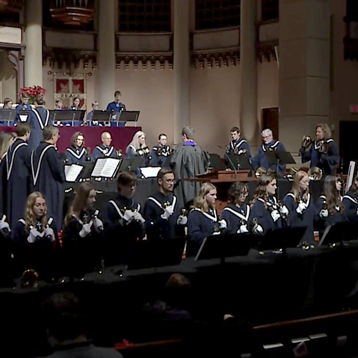 tribe, youth, and adult handbell choirs ringing in worship