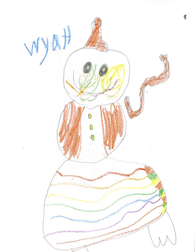 kid's drawing of a snowman