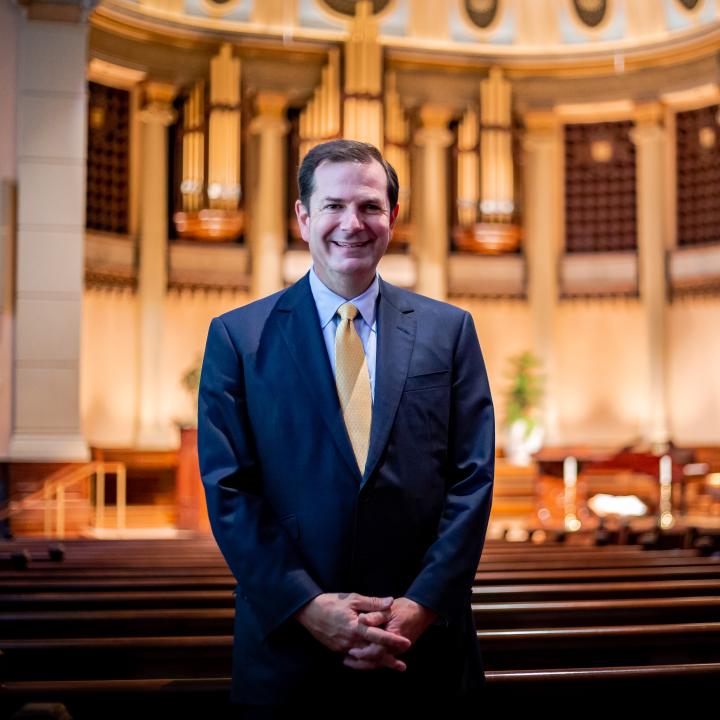 steve wells standing in the sanctuary