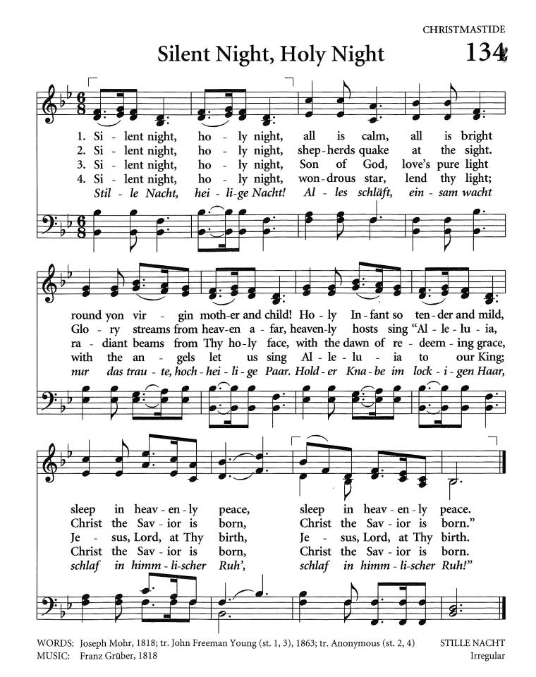 sheet music of silent night, holy night